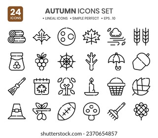 Autumn season outline icons set. The element collections can be used in social media post, web design app design and more.