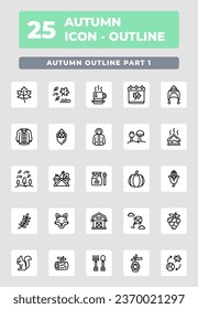 Autumn Season Outline Style Icon Design