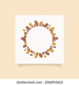 Autumn season round frame design with free space. Vector illustration