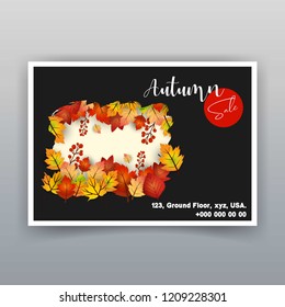 Autumn season sale card design vector 