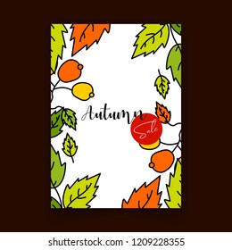 Autumn season sale card design vector 