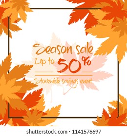 Autumn season sale off banner vector illustration