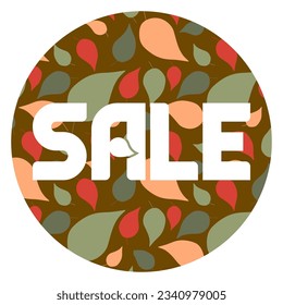Autumn Season Sale round Banner. Vector Promotion poster with lettering. Seasonal illustration for Web site with leaves and text. Graphic design for poster, flyer, Circle marketing element.