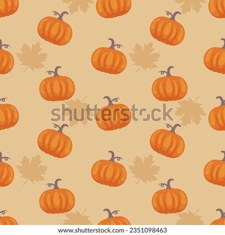 Autumn Season Seamless Pattern Design with Fall Elements in Template Cartoon Flat Illustration
