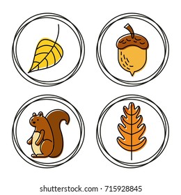 autumn season set icons natural design