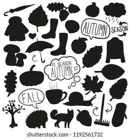 Autumn Season Silhouette Clip Art Vector Icons