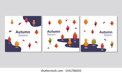 Autumn season square banner template for social media or internet ads. Fall season event background. EPS 10 vector illustration.