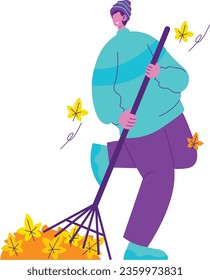 Autumn Season Sweeping Leave Clean