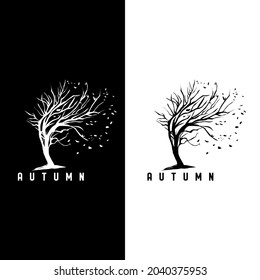 autumn season symbol falling leaf of tree logo vector graphics elements
