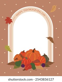 Autumn season Thanksgiving concept card, poster and banner design. Illustration of various fallen leaves and fig, pumpkins.