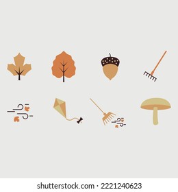 autumn season vector icon set halloween thanks giving