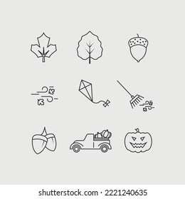 autumn season vector icon set halloween thanks giving