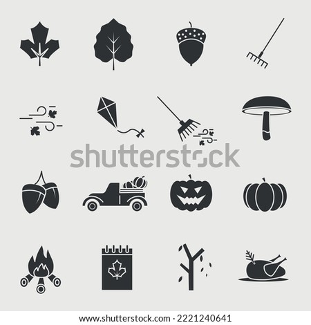 autumn season vector icon set halloween thanks giving