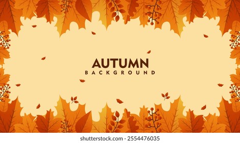 Autumn seasonal background. Fall foliage frame for text. Abstract background with autumn leaves. template for card, banner, invitation, social media post, poster