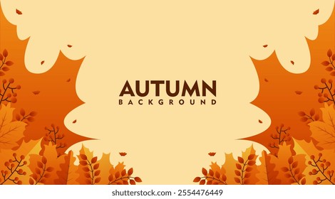 Autumn seasonal background. Fall foliage frame for text. Abstract background with autumn leaves. template for card, banner, invitation, social media post, poster