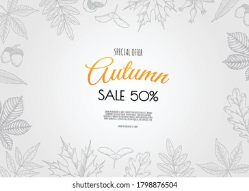 Autumn seasonal background frame with falling autumn leaves