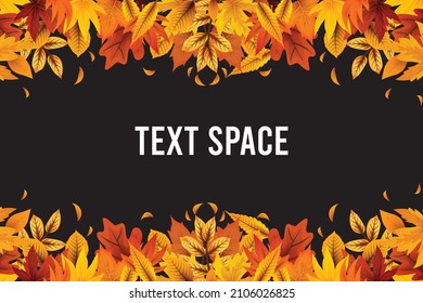 Autumn seasonal background frame with falling autumn leaves and room for text. Vector illustration