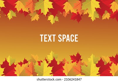 Autumn seasonal background frame with falling autumn leaves and room for text. Vector illustration