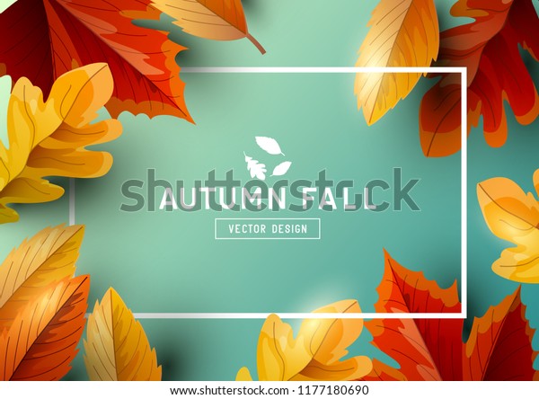 秋の季節の背景に秋の葉とテキスト用のスペース ベクターイラスト のベクター画像素材 ロイヤリティフリー