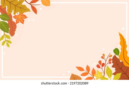 Autumn seasonal background frame with autumn leaves in the corner and room for text
