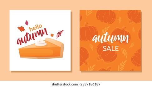 Autumn Seasonal backgrounds with pumpkins and leaves