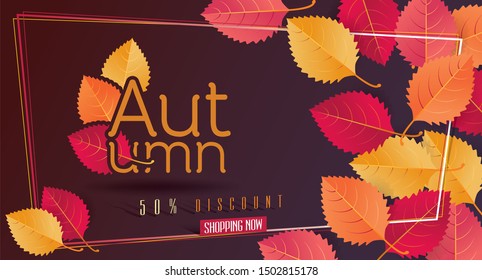 Autumn Seasonal Discount Card and Vector Web Banner