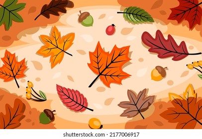 Autumn Seasonal foliage Background with Fallen Leave 