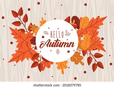 autumn seasonal frame with leafs