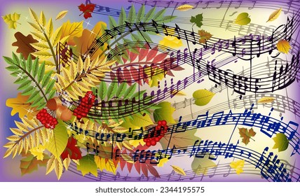 Autumn seasonal music vip card, vector illustration