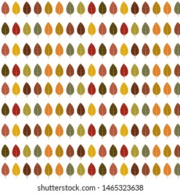 Autumn Seasonal pattern background with colourful  leaves isolate on white background