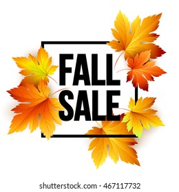 Autumn Seasonal Sale Banner Design. Fall Leaf. Vector Illustration EPS10