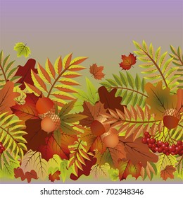 Autumn seasonal seamless banner, vector illustration
