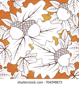 Autumn seasonal seamless wallpaper, vector illustration