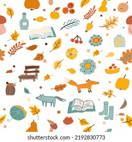 autumn seasonal vector seamless pattern