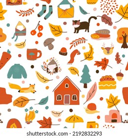 autumn seasonal vector seamless pattern