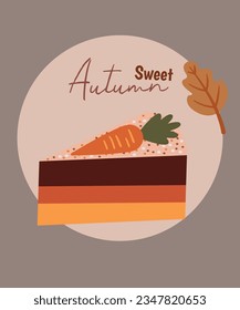 Autumn Seet Postcard with Flat Design and Carrot Cake