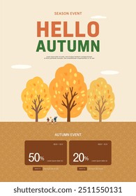 autumn sentimental maple tree frame illustration. Web-Banner