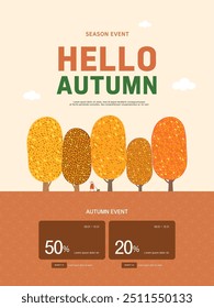 autumn sentimental maple tree frame illustration. Web-Banner