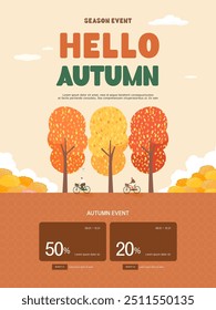 autumn sentimental maple tree frame illustration. Web-Banner