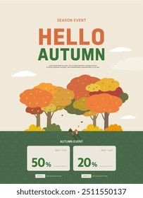 autumn sentimental maple tree frame illustration. Web-Banner