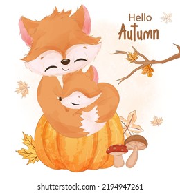 Autumn series little fox illustration