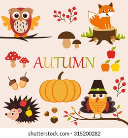 autumn set and animals