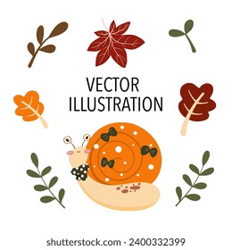 Autumn set, autumn clip art, collection of design elements with leaves, pumpkins, cute animals, mushroom, floral and others. Hand drawn vector illustration.