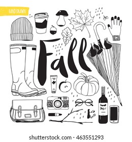 Autumn set. Clothes, shoes and items.