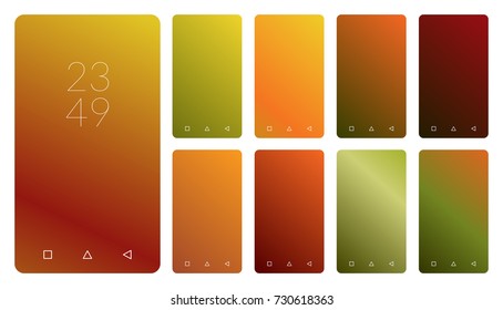 Autumn set of color background design for mobile application.
Design can be used to for greeting card, flyer, invitation, poster, brochure, banner calendar, brochure, presentation. Vector design.