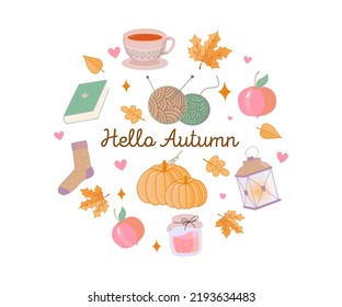 Herbstset. süße Elementsammlung. Hallo Herbst 
