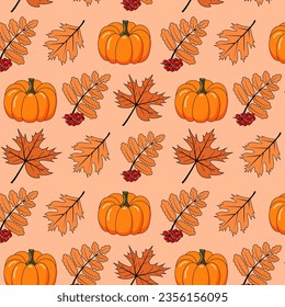 Autumn set of cute illustrations, design collection with pumpkin, autumn leaves, candles, squirrel, mushrooms and others. Vector illustration, EPS 10