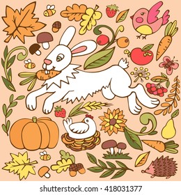 Autumn set of elements for web design, postcards, banners and other design ideas
