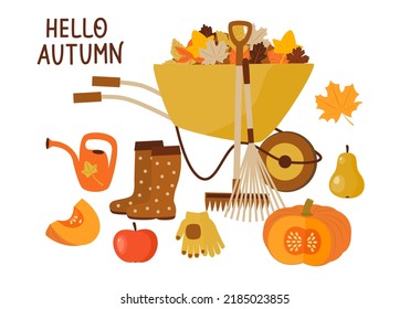 Autumn set. Harvest. Flat style 