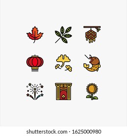 autumn set icon vector illustration